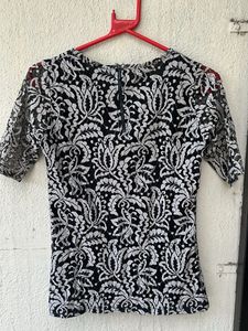 Elegant Black &amp; White Lace Top