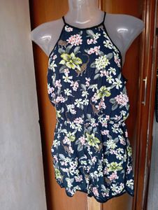 Floral Print Romper with sexy back