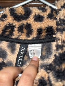 H&amp;M Leopard Print Teddy Sweatshirt