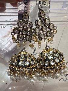 Elegant Jhumka Earrings with Pearls