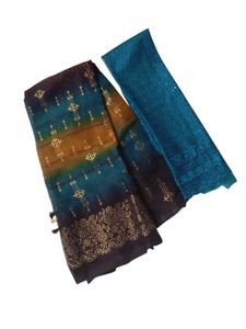 trending multi colour saree with mirror work blous