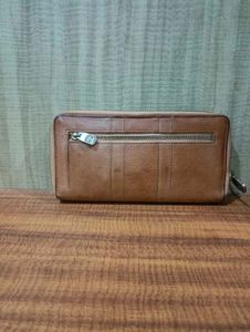 Classic Brown Leather Zip-Around Wallet