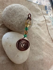 Unique Wire Wrapped Gemstone Pendant-  Copper