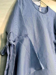 Blue Striped Bell Sleeve Top 💠