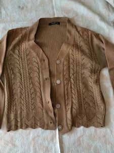 Chic Brown Knit Cardigan