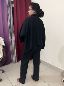 Black Cape &amp; Pant woolen cord set