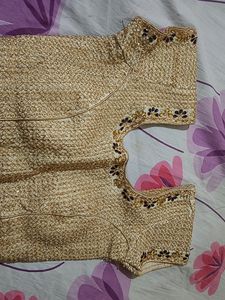 Gold And Cream Colour Work Blouse
