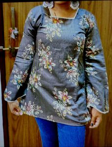 Elegant Floral Print corset Kurti short