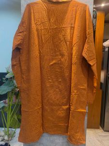 Men's Rust Knee Length Kurta