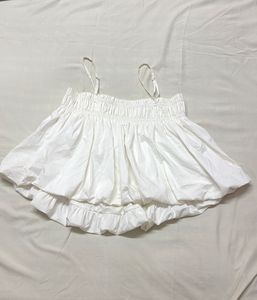 White Ruched Babydoll Top