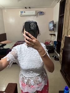 Shein White Lace Top