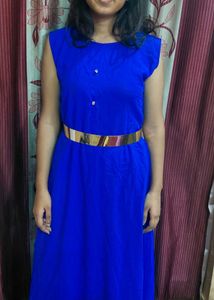 Royal Blue Maxi Dress with Gold Belt