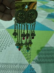 Boho Jhumka Earrings with Beads