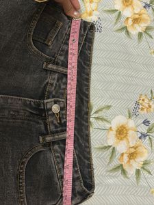 Stylish Wide Leg Charcoal Jeans