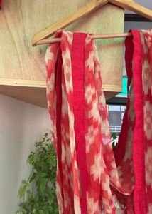 Red &amp; White Printed Dupatta