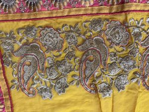 Elegant Yellow Embroidered Saree