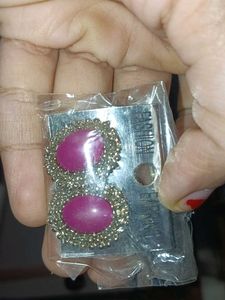 Fashion Earrings - Pink &amp; Blue Stones