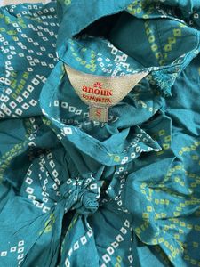 Teal Bandhani Print Kurta Set
