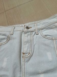 Distressed Denim Mini Skirt