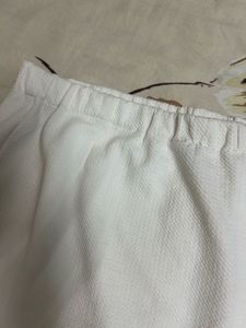 White Textured Mini Skirt