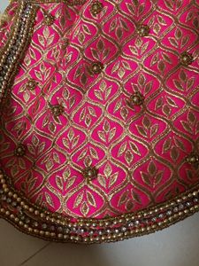 Pink &amp; Gold Embroidered Potli Bag