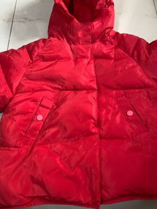 Red Puffer Jacket with Hood