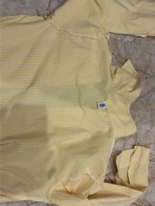 Zara Slightly Cropped Striped Yellow Shirt