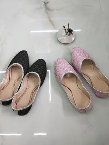 Black And Pink Bellies/Jutis (Combo Of 2)