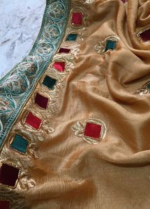 Embroidered Mustard Yellow Saree