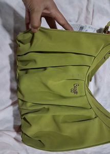 Chic Ruched Lime Green Hobo Bag