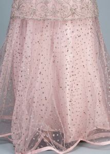 ✨ Beautiful Baby Pink Embroidered Kurti-Style Lehe