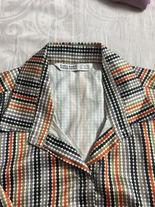 Retro Striped Button-Up Blouse