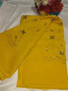 Yellow Embellished Saree