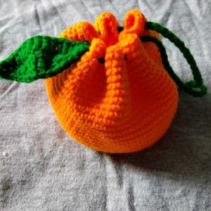 Cute Orange Crochet Pouch