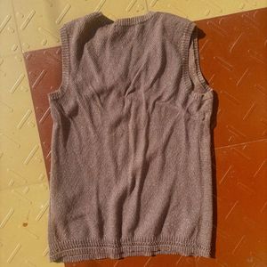 Brown Sleeveless Top with Beads Embellishments