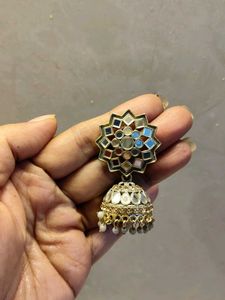 Mirror Work Jhumka Earrings