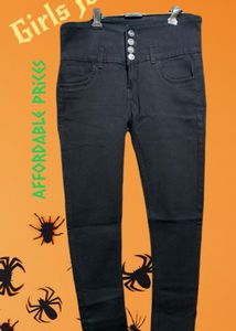 Girls Waist Ankle Black Jeans