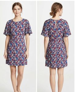 Floral Print Flounce Sleeve Dress