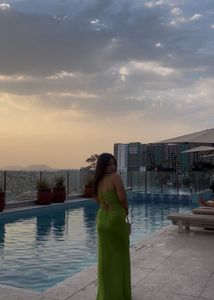 Lime Green Maxi Dress with Slit
