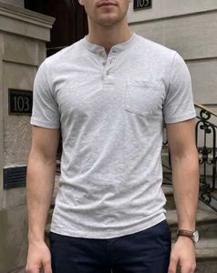 Shein Grey Henley T-Shirt with Pocket