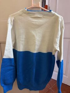 Unique Leaf Print Color Block Sweater