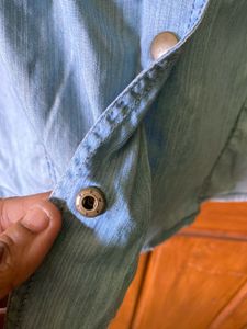 Light Wash Denim Button-Up Dress