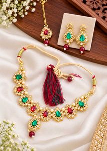 Exquisite Ruby &amp; Emerald Necklace Set