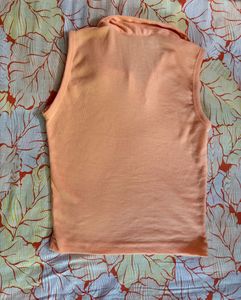 Peach Ribbed Collared crop Top/negotiable