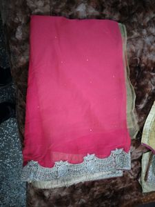 Elegant Pink Embellished Saree