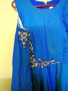 Peacock Blue Colour Ethnic Girls Gown