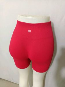 High-Waisted Ribbed Workout Shorts Free Size
