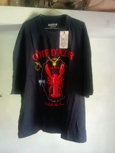 SHEIN "Cote D'Azur" Lobster Graphic T-Shirt