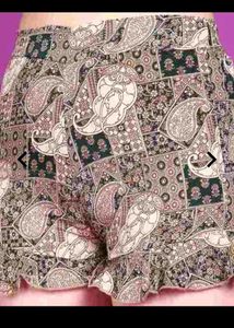 Boho Paisley Print Ruffle Shorts