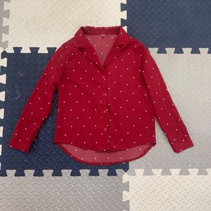 Red Polka Dot Button-Up Shirt ⭐️